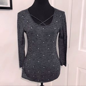 Juicy Couture top Silver Studded gray sz Small stretchy